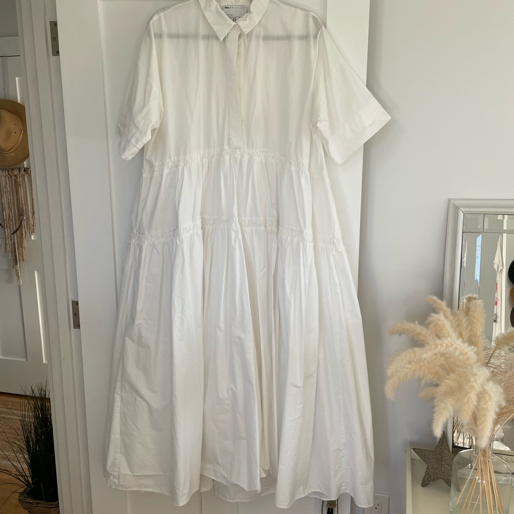 ASOS Tiered White Maxi ShirtDress